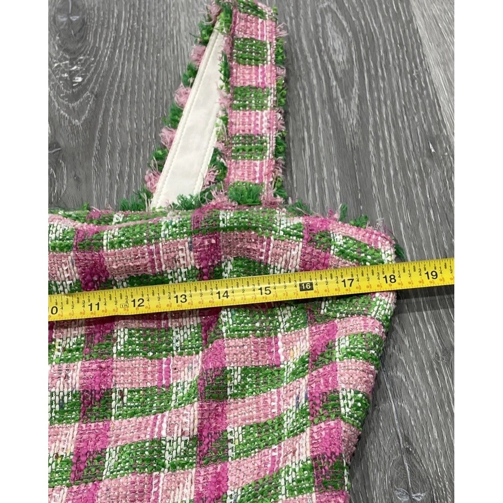 Kate Spade Plaid Tweed Sleeveless drop waist Dress Square Neck Pink Green Sz 10 - Picture 10 of 12